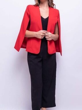 BCBGMaxAzria Red Cape-Style Blazer